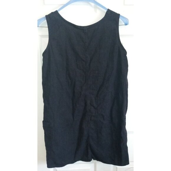 Black Linen style sleeveless mini dress - Picture 2 of 4